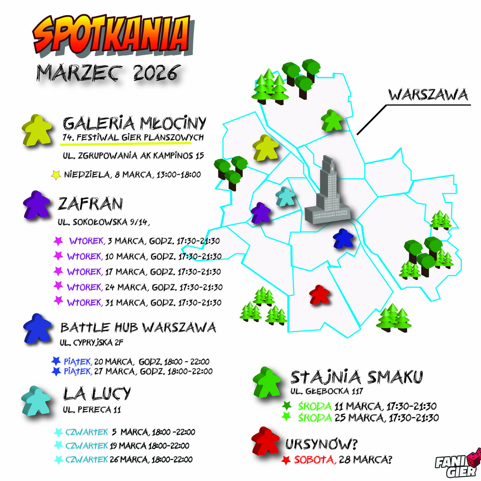 Spotkania przy grach planszowych w marcu 2026