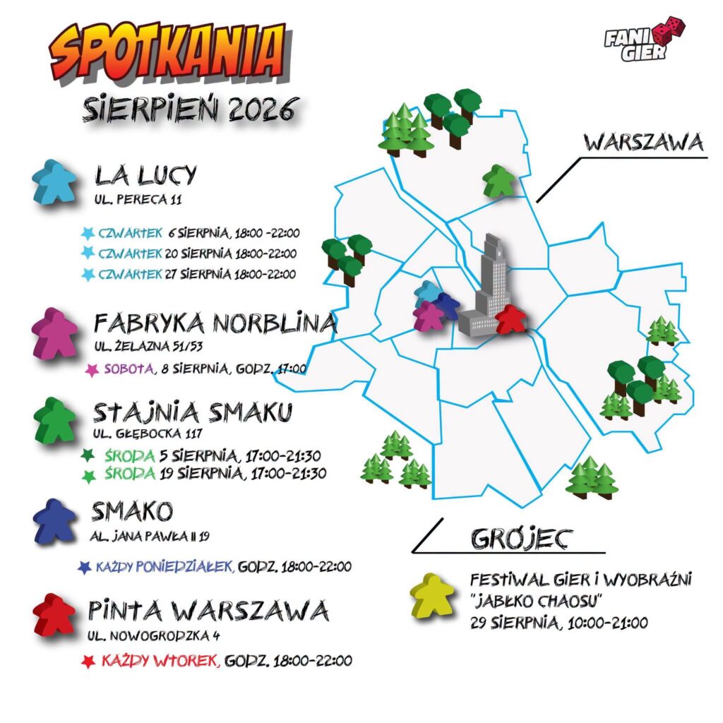 spotkania gry planszowe warszawa sierpień 2026